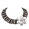 JANE STONE Weiß Black Pearl Kristall Erklärung mit Shell Blume Halskette