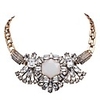 JANE STONE White Flower Kristall Strass Chunky Bib Opulente Halskette