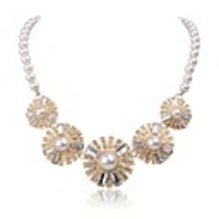 JANE STONE White Pearl Perlen Blume Halskette Erklärung