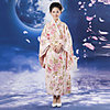 Japanese Girl Sakura-Muster-Rosa Polyester Frauen Ethnische Kostüm