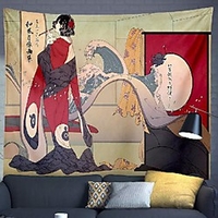 japanische malerei ukiyo-e wand tapisserie kunst dekor decke vorhang hängen hause schlafzimmer wohnzimmer dekoration kimono wowen geisha katzenkranich