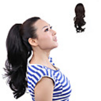 Japanischen Kanekalon Fiber Synthetic Clip in Schwarz Schachtelhalm Pferdeschwanz Curly Haarteil