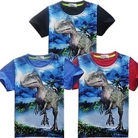 Kinder Jungen T-Shirt Kurzarm Tier Blau Schwarz Rote Baumwolle Kinder Oberteile Sommer Grundlegend Täglich Innen Outdoor 3-10 Jahre Lightinthebox