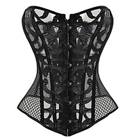Korsett Damen Übergrössen Bustier-Korsetts Brustkorsett Klassisch Bauchkontrolle Push-Up Hosen Stickerei Plaid / Karomuster Abstrakt Haken Öse Schnüren Nylon Polyester Baumwolle Weihnachten / Klub Lightinthebox