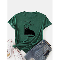 Kurzarm-T-Shirt mit Katzen-Print Lightinthebox