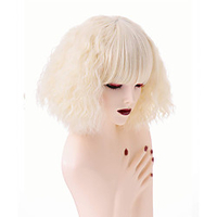 kurze Mais gewellte lockige blonde Bob Perücken für Frauen Damen synthetische Vollhaar natürliche Honig Esche Erdbeer Gold Perücke mit Knall für Rocker Cosplay Kostüm Lightinthebox