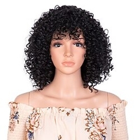 kurze verworrene lockige perücke mit pony für schwarze frauen hitzebeständige synthetische perücken afro jerry curl perücke haarersatzperücken Lightinthebox