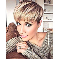 Kurzhaarschnitte mit Pony synthetische Kurzperücken für schwarz/weiße Frauen Kurzhaarfrisuren für Frauen Lightinthebox