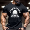 Kurzhantel Totenkopf Motiv Schwarz Weiß Rote T Shirt Herren Grafik Baumwollmischung Hemd Sport Klassisch Hemd Kurzarm Bequemes T-Shirt Sports Outdoor Festtage Sommer Modedesigner-Kleidung S M L XL