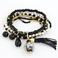 Kushang Böhmische Perlen Wilde Purl Armband (Schwarz)