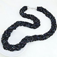 Kushang Bohemian Korean Weave Perlen Halskette (Schwarz)