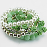 Kushang Edelstein Perlen Stretch-Armband (Grün)