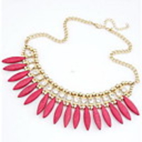 Kushang Fashion Purl Diamant Süße Halskette (Fuchsia)