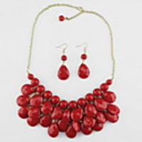 Kushang Fashion Resin-Tropfen-Halskette mit Ring (rot)