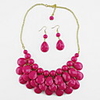 Kushang Fashion Resin-Tropfen-Halskette mit Ringe (Fuchsia)