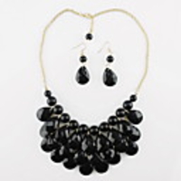 Kushang Fashion Resin-Tropfen-Halskette mit Ringe (Schwarz)