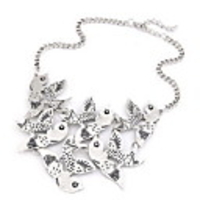 Kushang Metall Birds Singing Kurze Halskette (Silber)