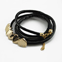 Kushang Metall-Multi-Layer-Leder-Armband (Schwarz)