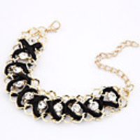 Kushang Ol Damen Sekt Webart-Armband (Schwarz)