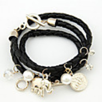 Kushang Perle Süße Webart-Armband (Schwarz)