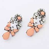 Kushang Retro Flower Edelstein Ohrstecker (Orange)