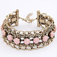 Kushang Retro-Metalledelstein-Armband (Pink)
