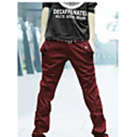 Kuwo dünne beiläufige Plaid gerade Hosen (Wein)