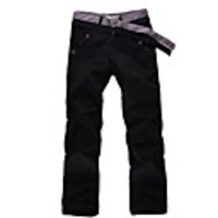 Kuwo Dual Belt Stil Casual Gerade Hose (Schwarz)