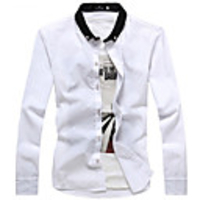 Kuwo Einfache Gepunktete Langarm-dünnes Hemd (weiß)