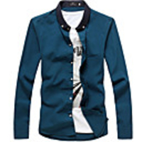 Kuwo Einfache Gepunktete Langarm-Slim-Shirt (Marine-Blau)