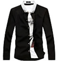 Kuwo Einfache Gepunktete Langarm-Slim-Shirt (schwarz)