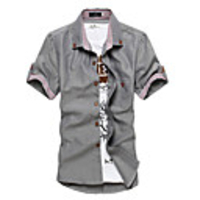 Kuwo Kurzarm Bordured Shirt (Grau)