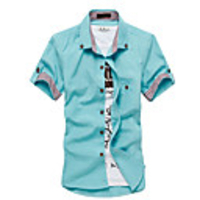 Kuwo Kurzarm Bordured Shirt (Hellblau)