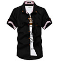 Kuwo Kurzarm Bordured Shirt (schwarz)