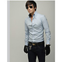 Kuwo Langarm-Satin-Dreieck Kragen-Hemd