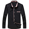 Kuwo Schlank Casual Shirt (schwarz)