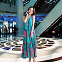 Kvenstar Frauen Chiffon-B?hmen-Strand Floral Print Lange Kleider