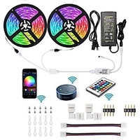 KWB 2x5M Lichtsets Leuchtbänder RGB Smart Lights 300 LEDs SMD5050 10mm 1 12V 6A Adapter 1Set Montagehalterung 1 set RGB Wasserfest APP-Steuerung Schneidbar 100-240 V / Verbindbar / Selbstklebend Lightinthebox