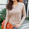KYJ Frauen mit Schalkragen Solid Color-Shirt mit Tasche (weitere Farben)