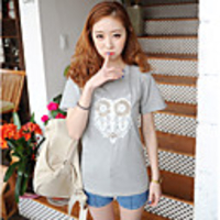 KYJ Frauen-Pan-Kragen T-Shirt mit Eulen (weitere Farben)