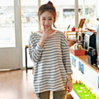 KYJ Frauen-Runde Collar Stripes Flügel-Hülsen-Shirt (weitere Farben)