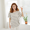 KYJ Frauen-Runde Collar Stripes Oversized T-Shirt (weitere Farben)