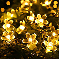 LED Solar Outdoor Lichterketten Hochzeitsdekoration 7m Kirschblüten wasserdichte Solar Lichterketten 50 LEDs Set Montagehalterung warmweiß RGB weiß blau Solar Outdoor Garten Nachtlicht Solarlicht Lightinthebox