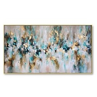 Ölgemälde 100 % Handarbeit,  handgemalte Wandkunst auf Leinwand,  golden,  blau,  abstrakter Mosaik-Effekt,  Heimdekoration,  Dekoration,  gerollte Leinwand,  kein Rahmen,  ungedehnt Lightinthebox