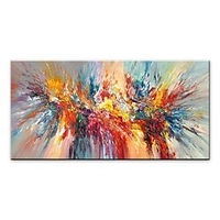 Ölgemälde 100% Handarbeit handgemalte Wandkunst auf Leinwand abstrakte moderne bunte Landschaft blühendes Feuerwerk Heimdekoration Dekor gerollte Leinwand ohne Rahmen ungedehnt Lightinthebox