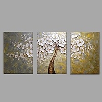 Ölgemälde handbemalte florale / botanische moderne gestreckte Leinwand / drei Tafeln mit gestrecktem Rahmen Lightinthebox