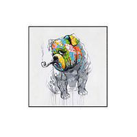 Ölgemälde handgemachte handgemalte Wandkunst Tier bunter Hund Heimtextilien Dekor gerollte Leinwand kein Rahmen ungedehnt Lightinthebox