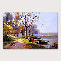 Ölgemälde handgemalte abstrakte Landschaft moderne gestreckte Leinwand mit gestrecktem Rahmen