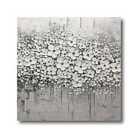 Ölgemälde handgemalte Leinwand abstrakte hochwertige Wandkunst modern gerollt ohne Rahmen weiße Blüte grau Lightinthebox