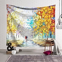 Ölgemälde Stil Wandteppich Kunst Dekor Decke Vorhang hängen zu Hause Schlafzimmer Wohnzimmer Dekoration Polyester Baum Paar